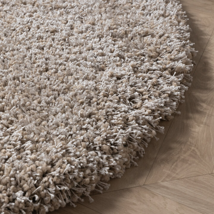 Rond hoogpolig vloerkleed - Yves Taupe