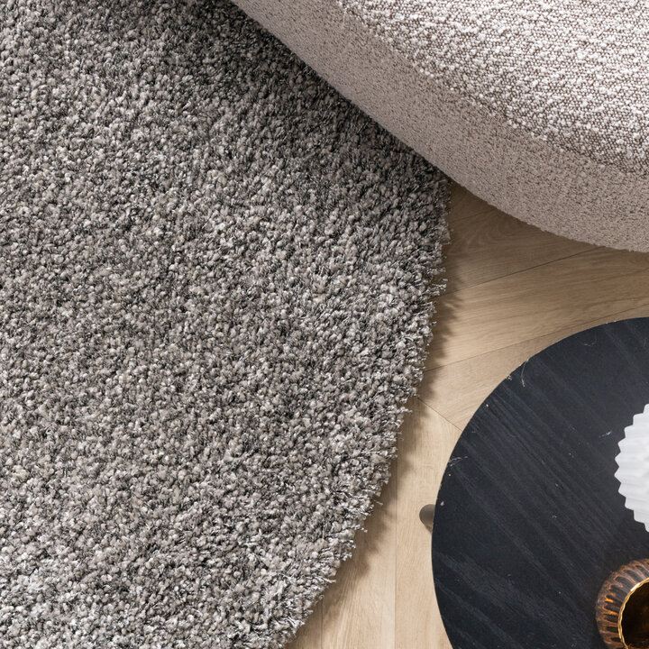 Rond hoogpolig vloerkleed - Yves Grijs