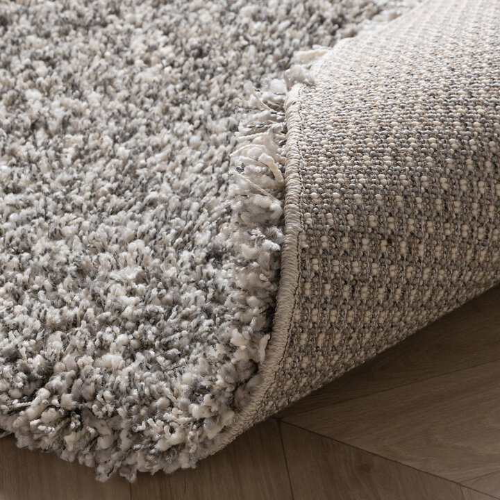 Rond hoogpolig vloerkleed - Yves Lichtgrijs