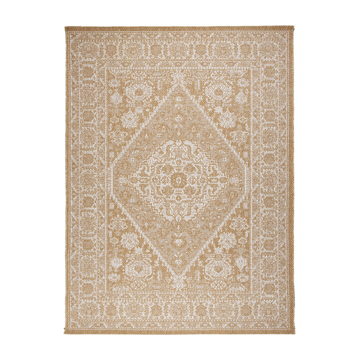 Jute buitenkleed - Daisy Medaillon Wit