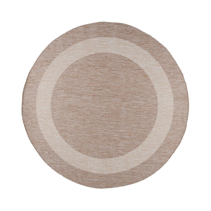 Rond In- & Outdoor vloerkleed - Sierra Border Beige/Creme