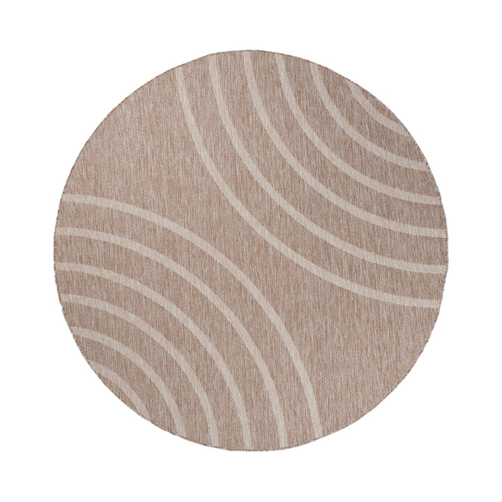 Rond In- & Outdoor vloerkleed - Sierra Curves Beige/Creme