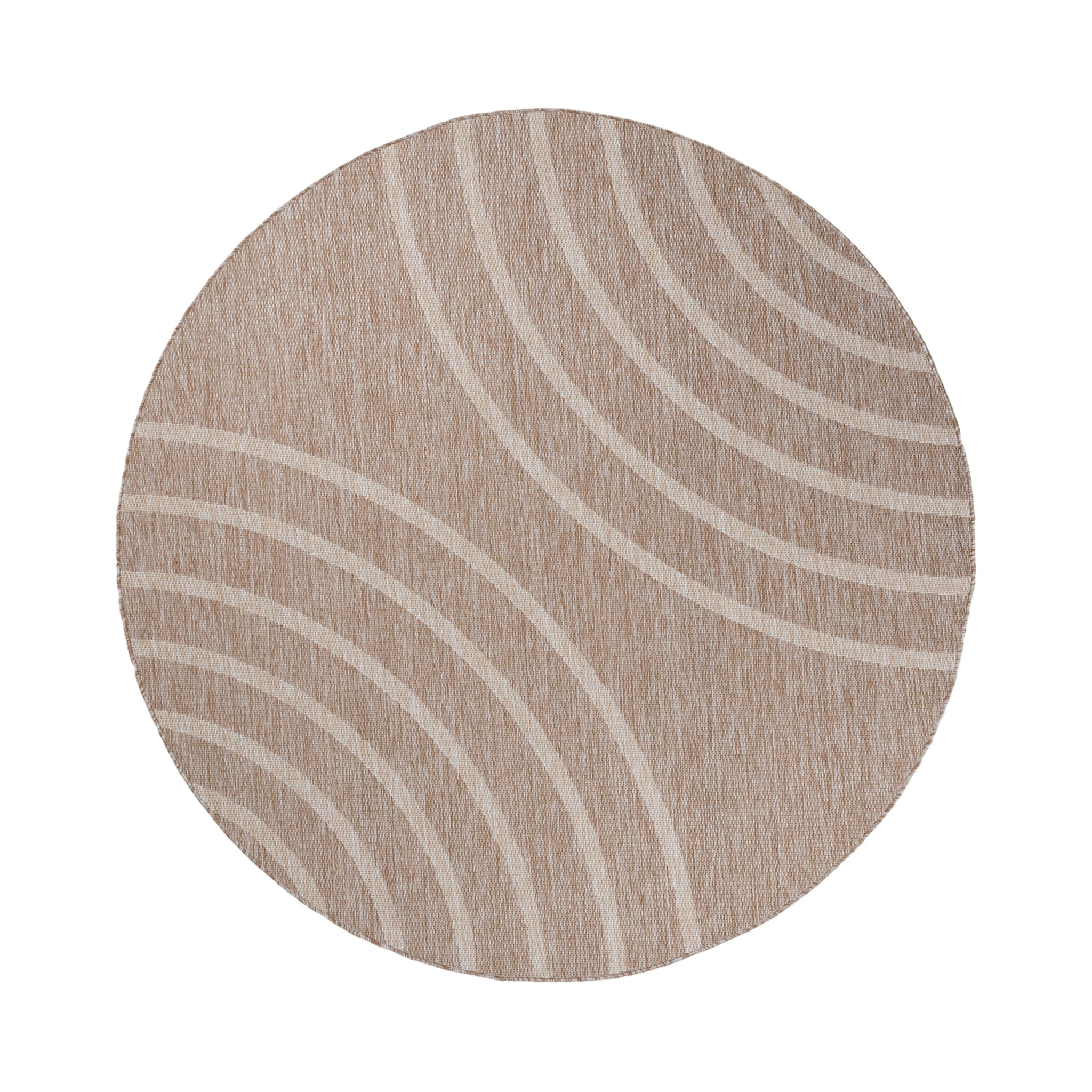Rond In- & Outdoor vloerkleed - Sierra Curves Beige/Creme - sfeer