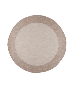 Rond In- & Outdoor vloerkleed - Sierra Border Creme/Beige