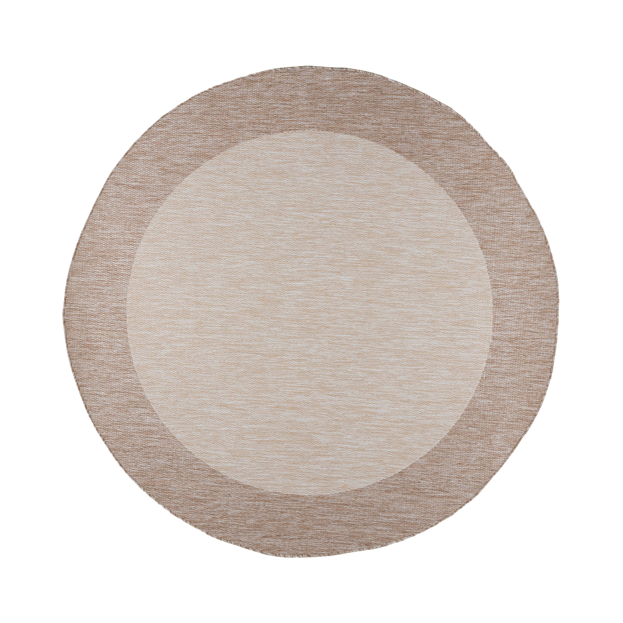 Rond In- & Outdoor vloerkleed - Sierra Border Creme/Beige - sfeer