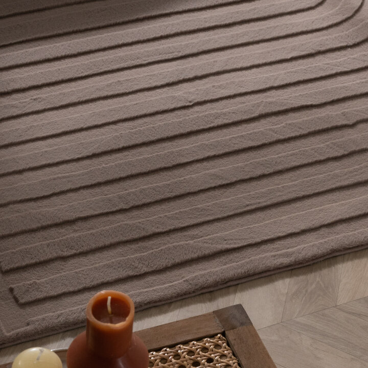 Organisch vloerkleed - Flowy Lines Taupe