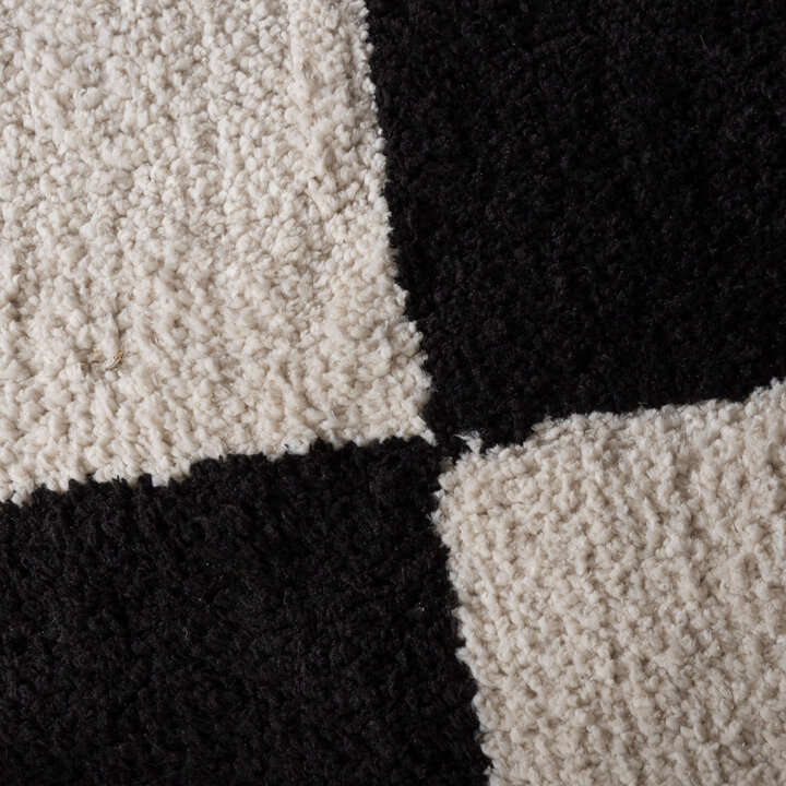 Checkerboard vloerkleed - Blox Fringe Zwart