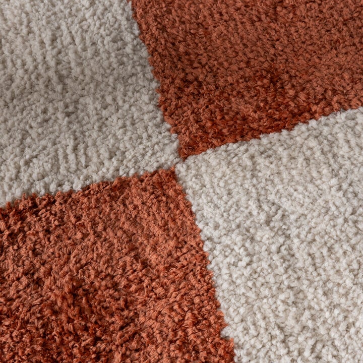 Checkerboard vloerkleed - Blox Fringe Terra