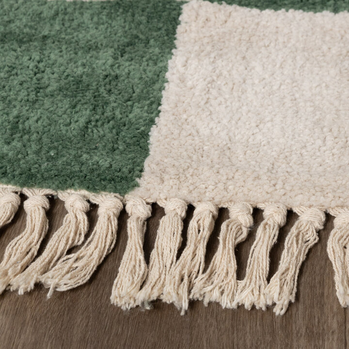 Checkerboard vloerkleed - Blox Fringe Groen