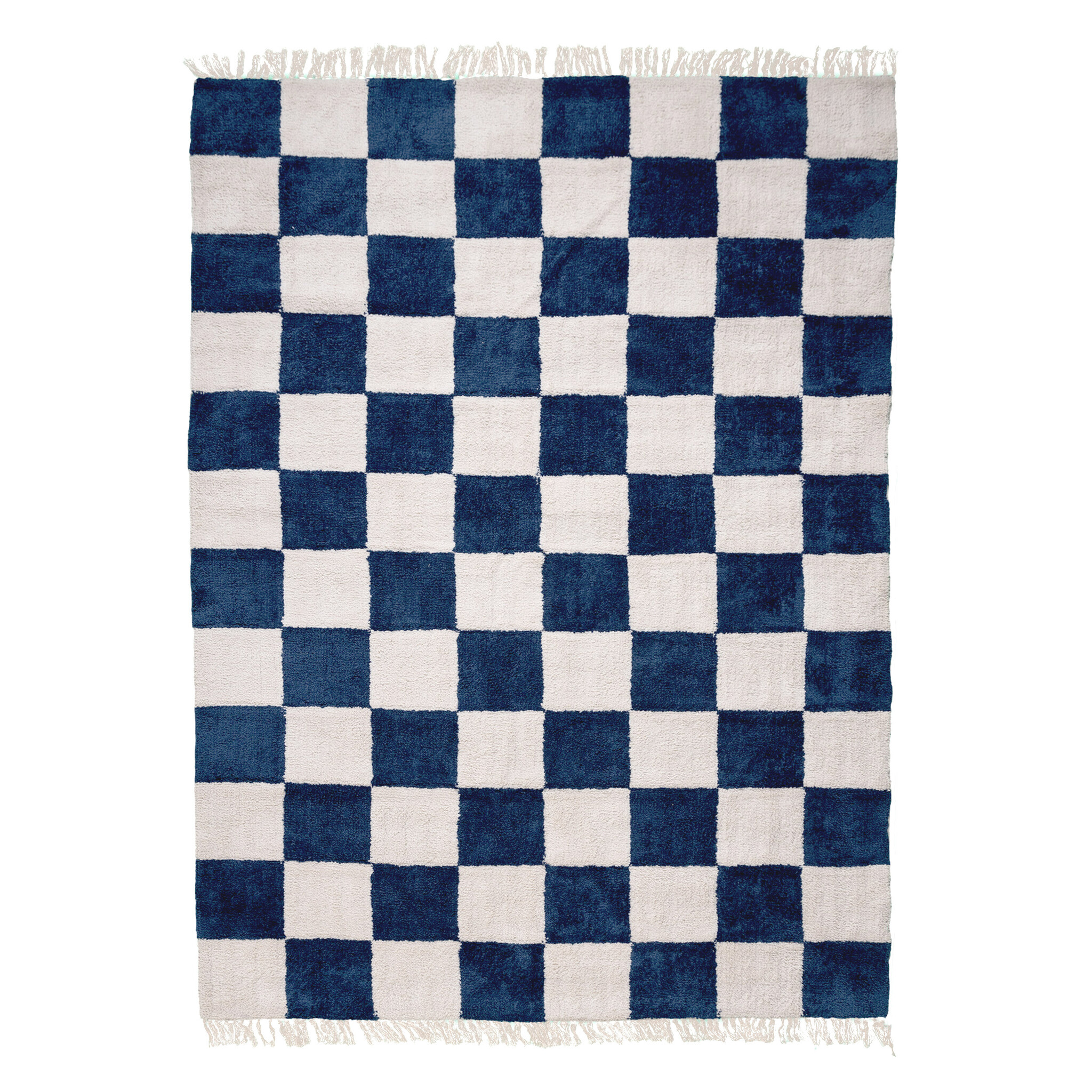 Checkerboard vloerkleed - Blox Fringe Blauw - sfeer