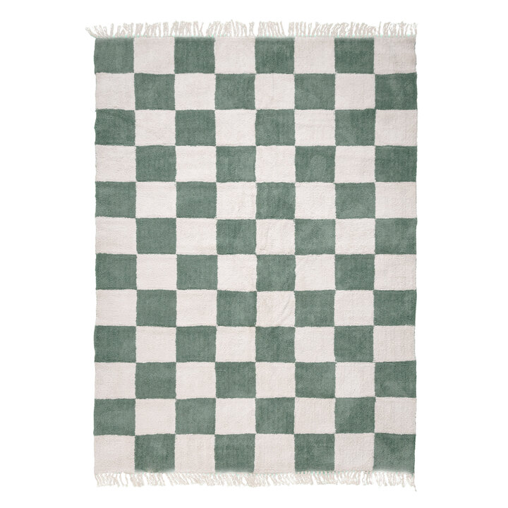 Checkerboard vloerkleed - Blox Fringe Groen