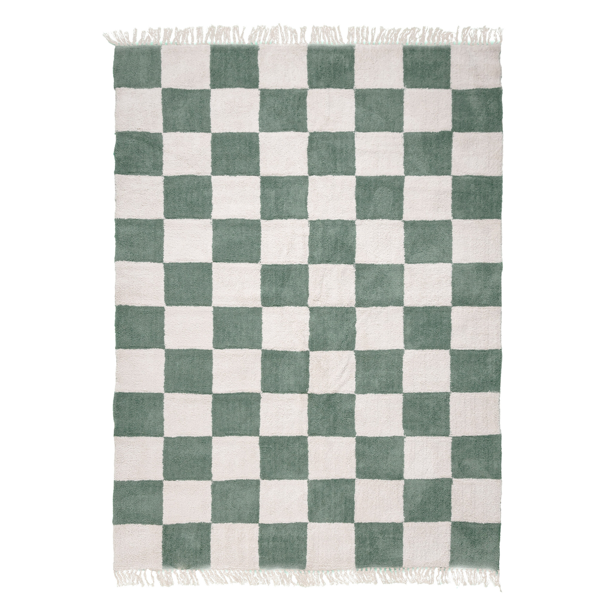 Checkerboard vloerkleed - Blox Fringe Groen - sfeer