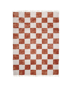 Checkerboard vloerkleed - Blox Fringe Terra