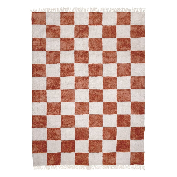 Checkerboard vloerkleed - Blox Fringe Terra