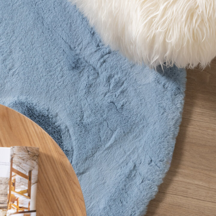 Rond Hoogpolig vloerkleed - Comfy Supreme Lichtblauw