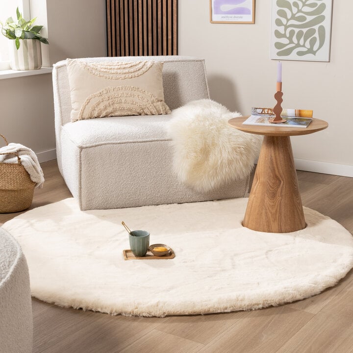 Rond Hoogpolig vloerkleed - Comfy Supreme Creme