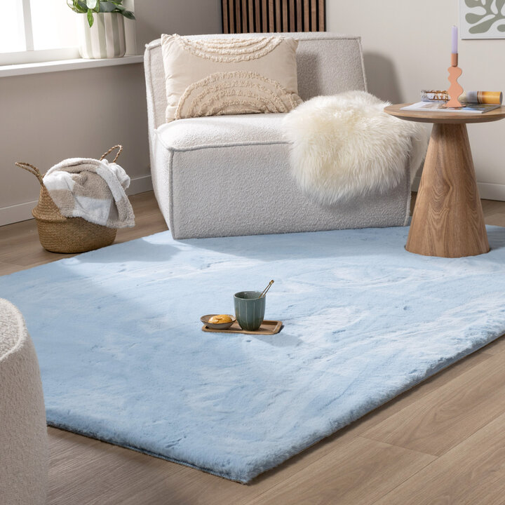 Zacht Hoogpolig vloerkleed - Comfy Supreme Lichtblauw
