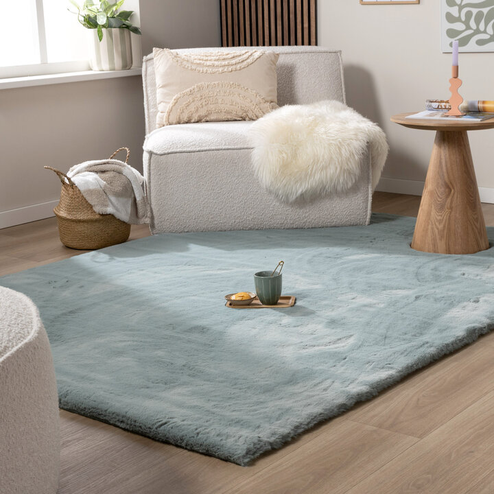Zacht Hoogpolig vloerkleed - Comfy Supreme Blauw/Groen