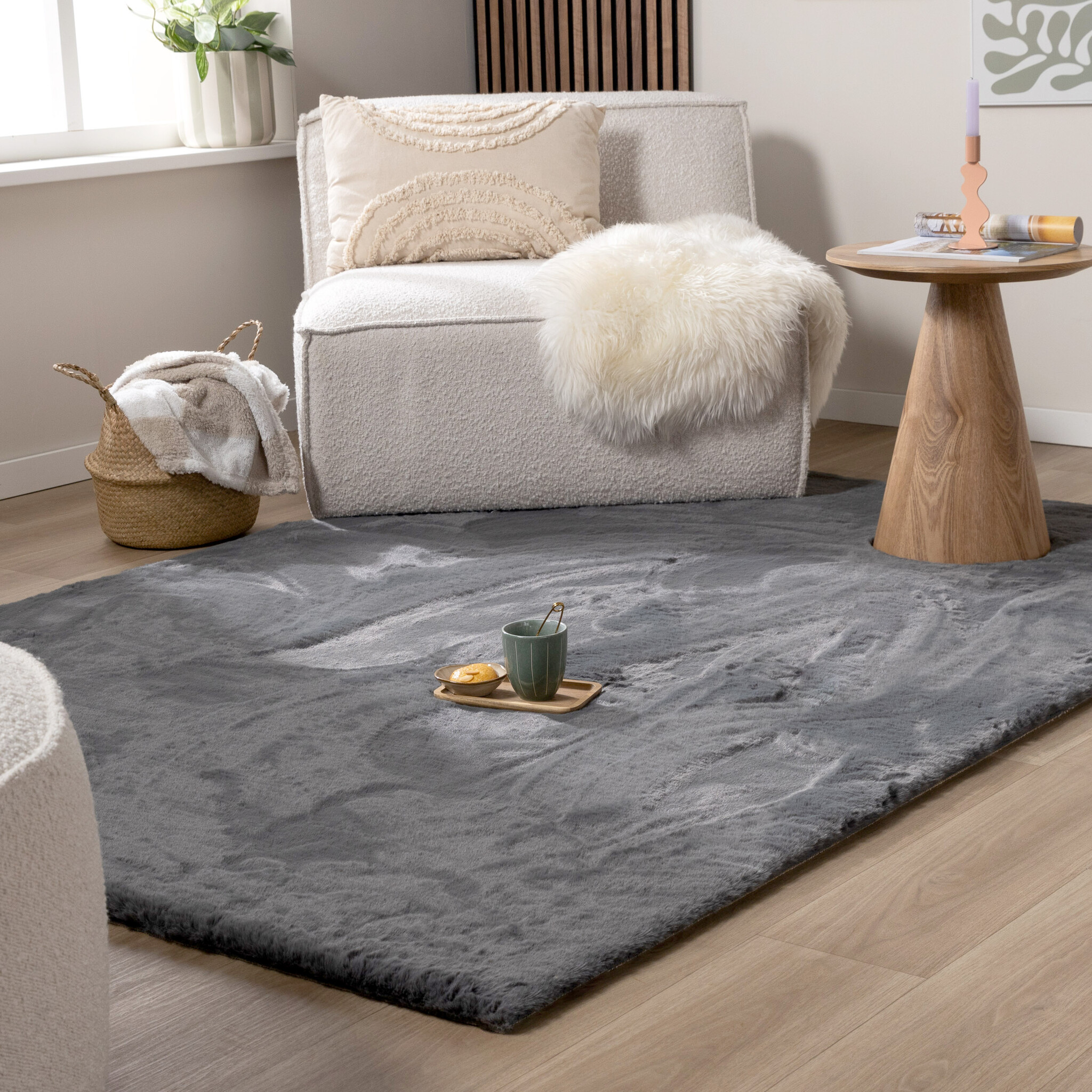 Zacht Hoogpolig vloerkleed - Comfy Supreme Antraciet