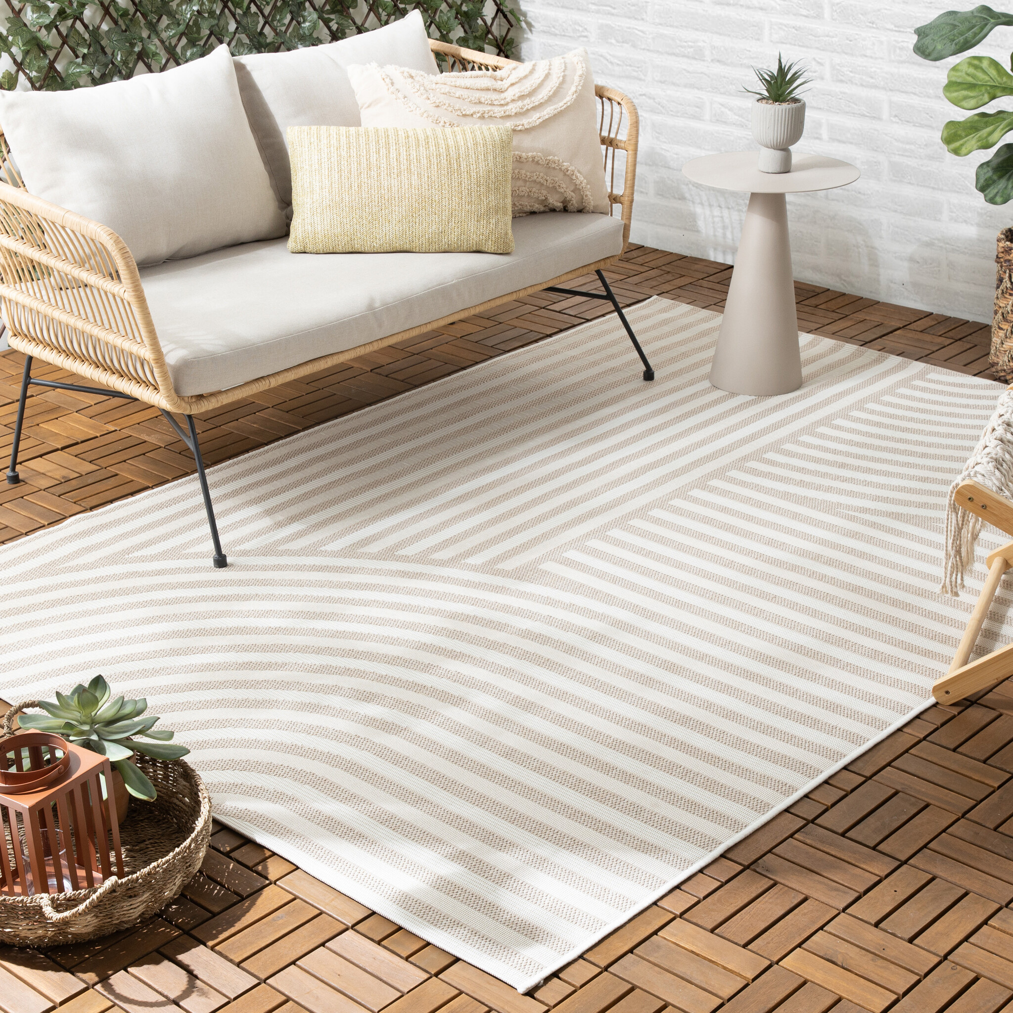 Buitenvloerkleed - Capri Curves Beige/Creme