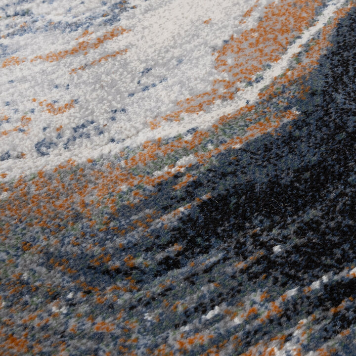 Rond abstract vloerkleed - Xavier Wave Blauw/Grijs