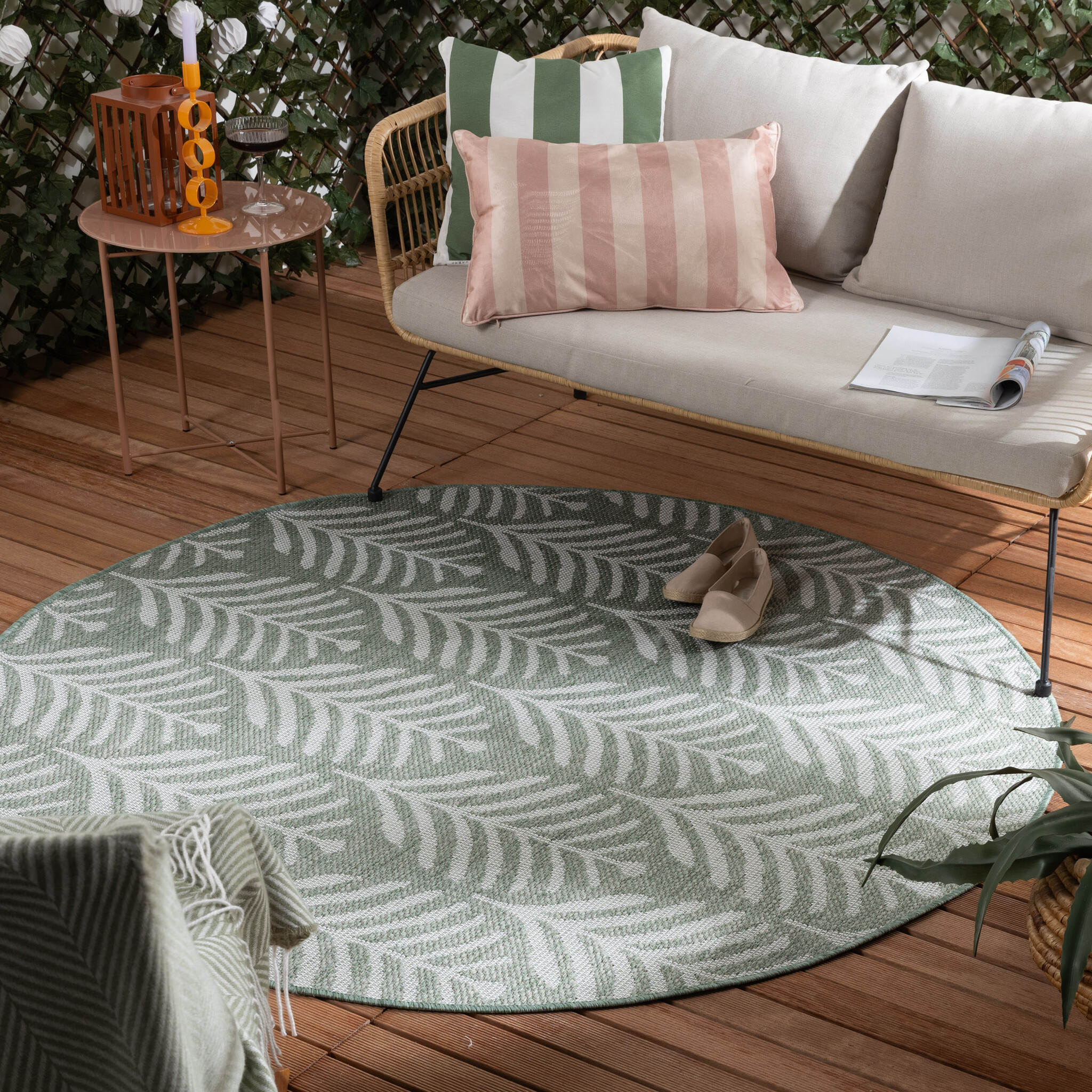 Rond buitenkleed - Summer Leaves Groen