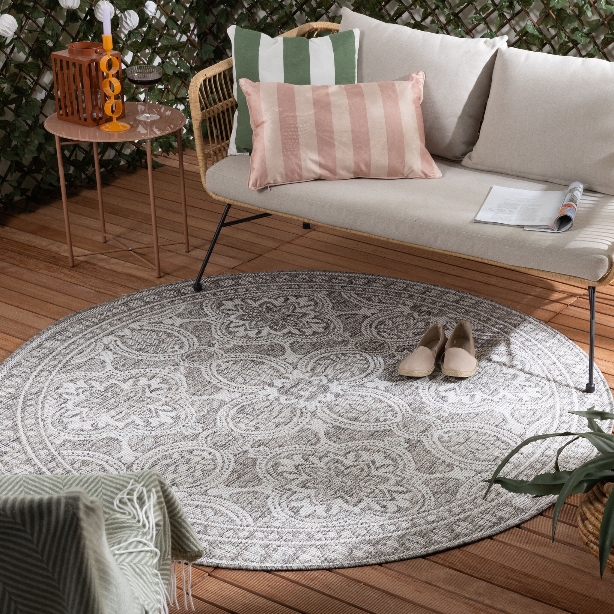 Rond Buitenkleed - Summer Oriental Lichtgrijs