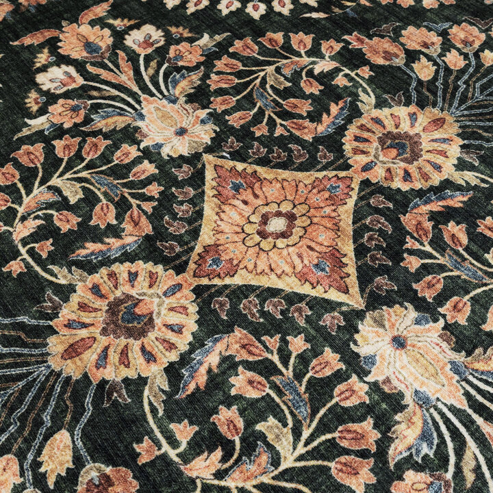 Ovaal vintage buitenkleed - Santo Flora Donkergroen