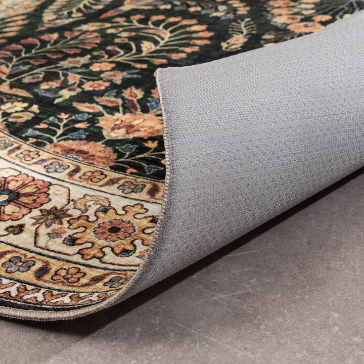 Ovaal vintage buitenkleed - Santo Flora Donkergroen