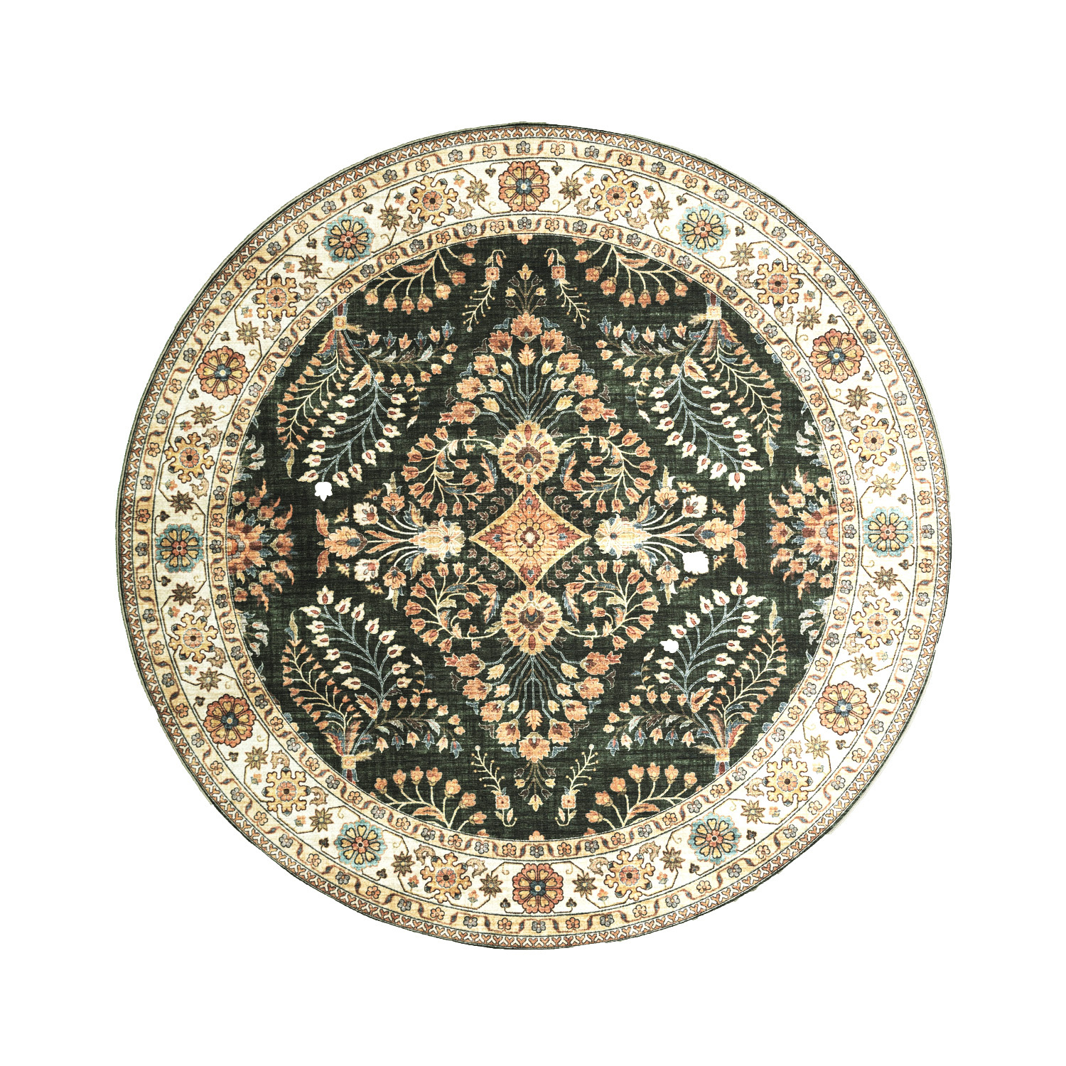 Rond vintage buitenkleed - Santo Flora Donkergroen - sfeer