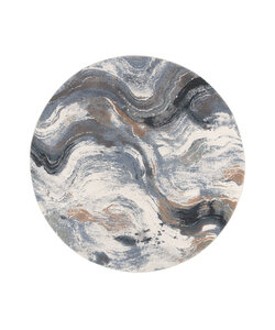 Rond abstract vloerkleed - Xavier Wave Blauw/Grijs