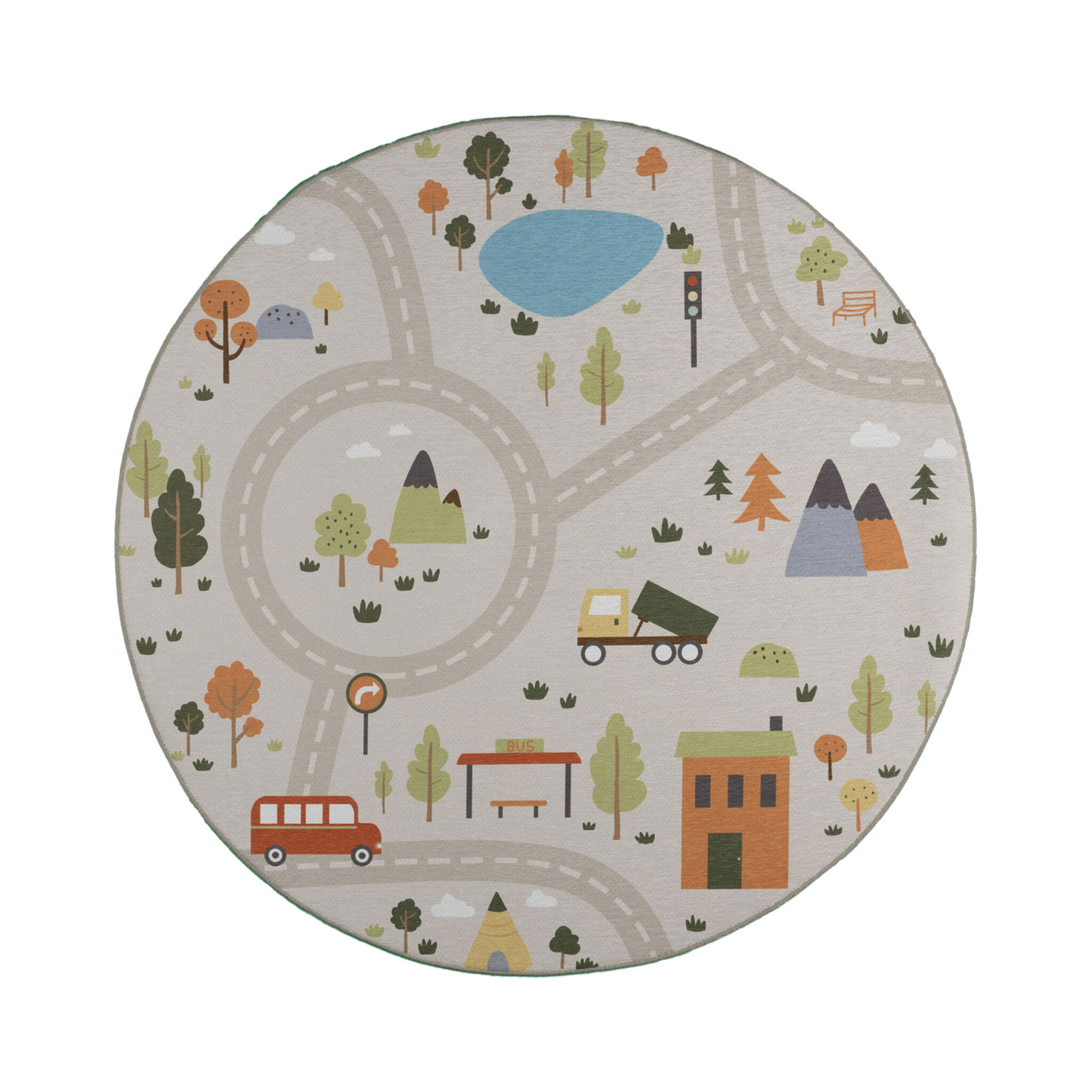 Rond speelkleed auto - Rocky Ride Grijs - sfeer