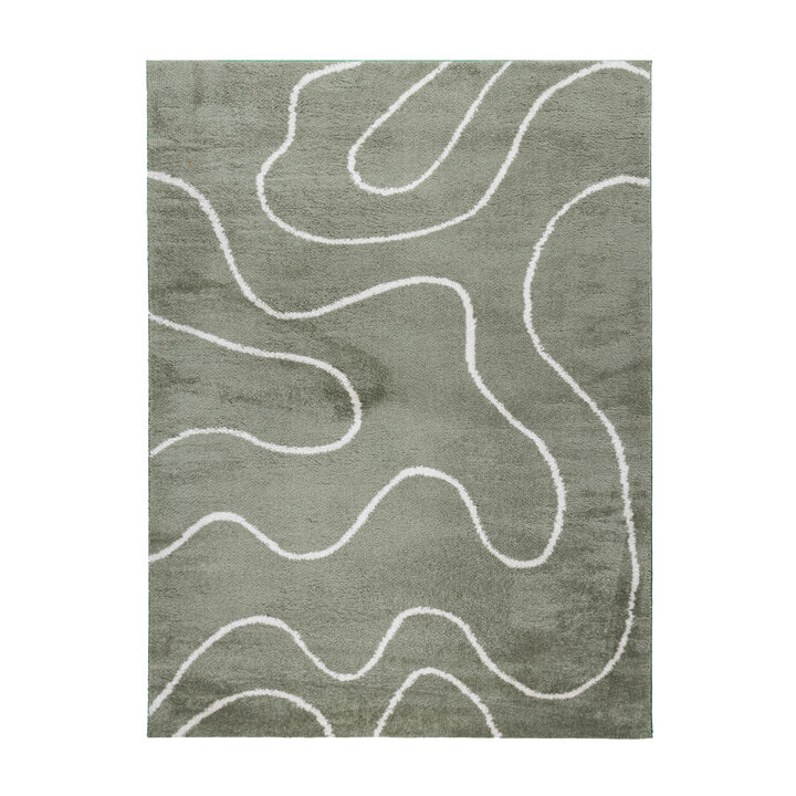 Wasbaar vloerkleed - Myrre Swirl Groen