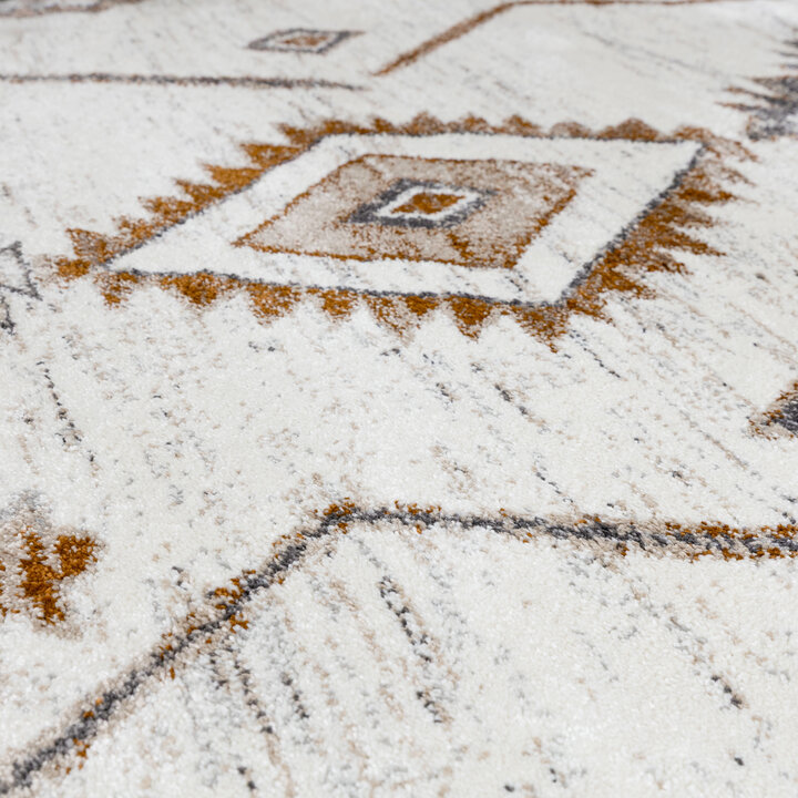 Rond hoogpolig vloerkleed - Blend Aztec Terra