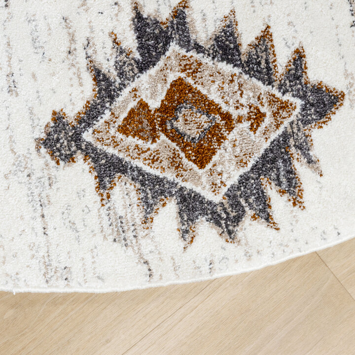 Rond hoogpolig vloerkleed - Blend Aztec Terra