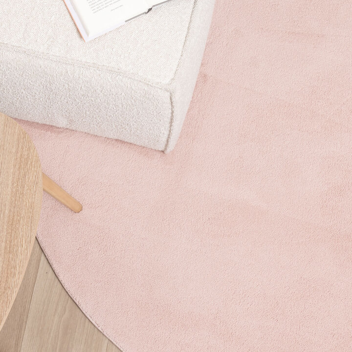 Rond wasbaar vloerkleed - Vivid Roze 