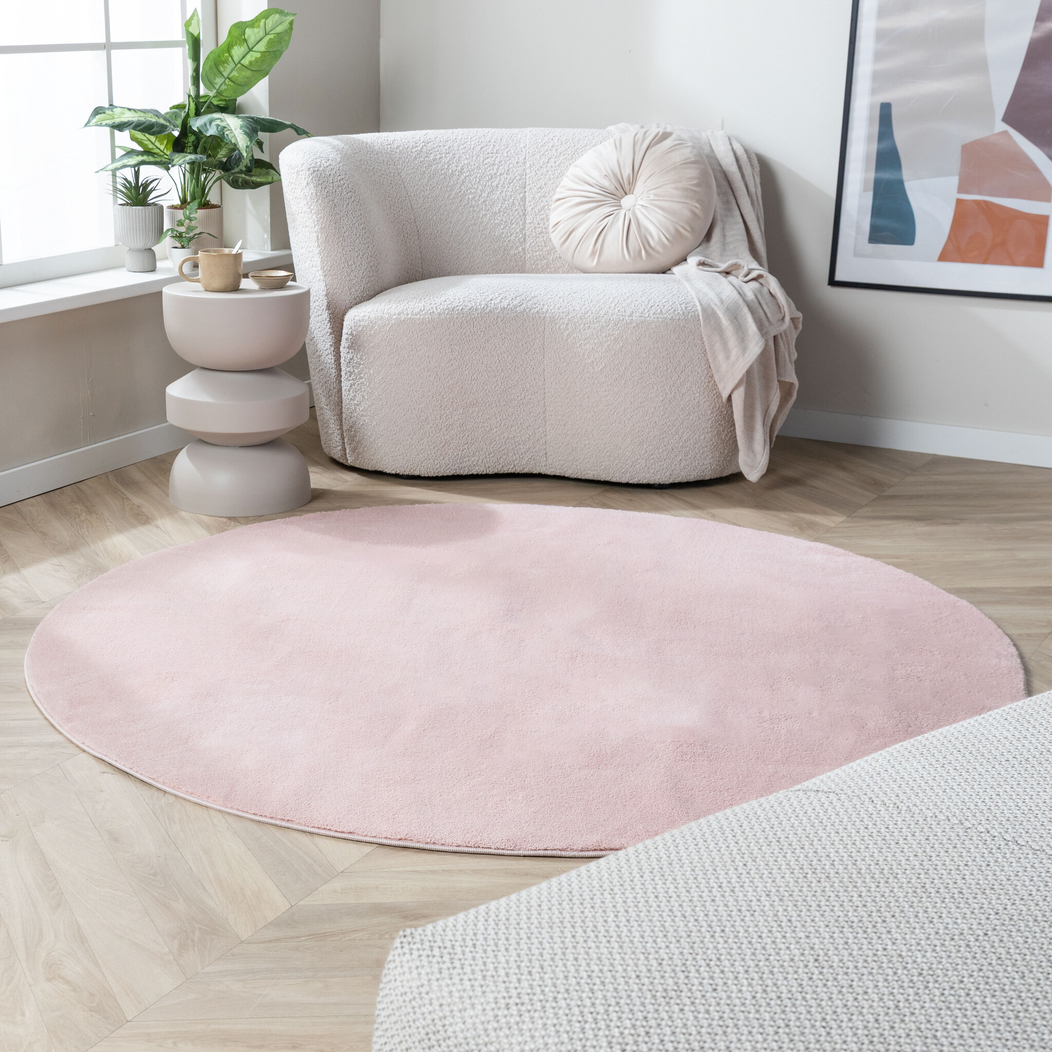 Rond wasbaar vloerkleed - Vivid Roze