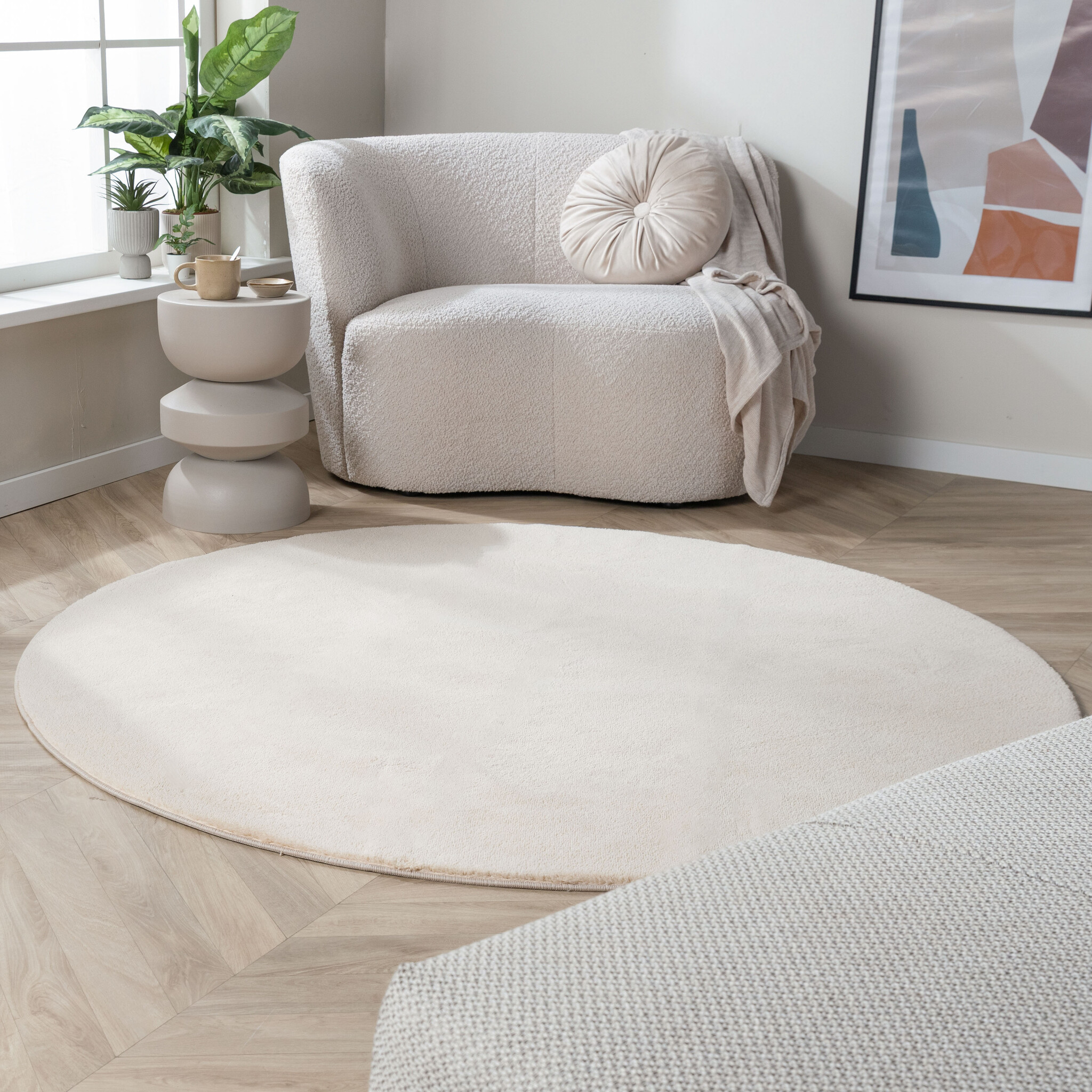 Rond wasbaar vloerkleed - Vivid Beige