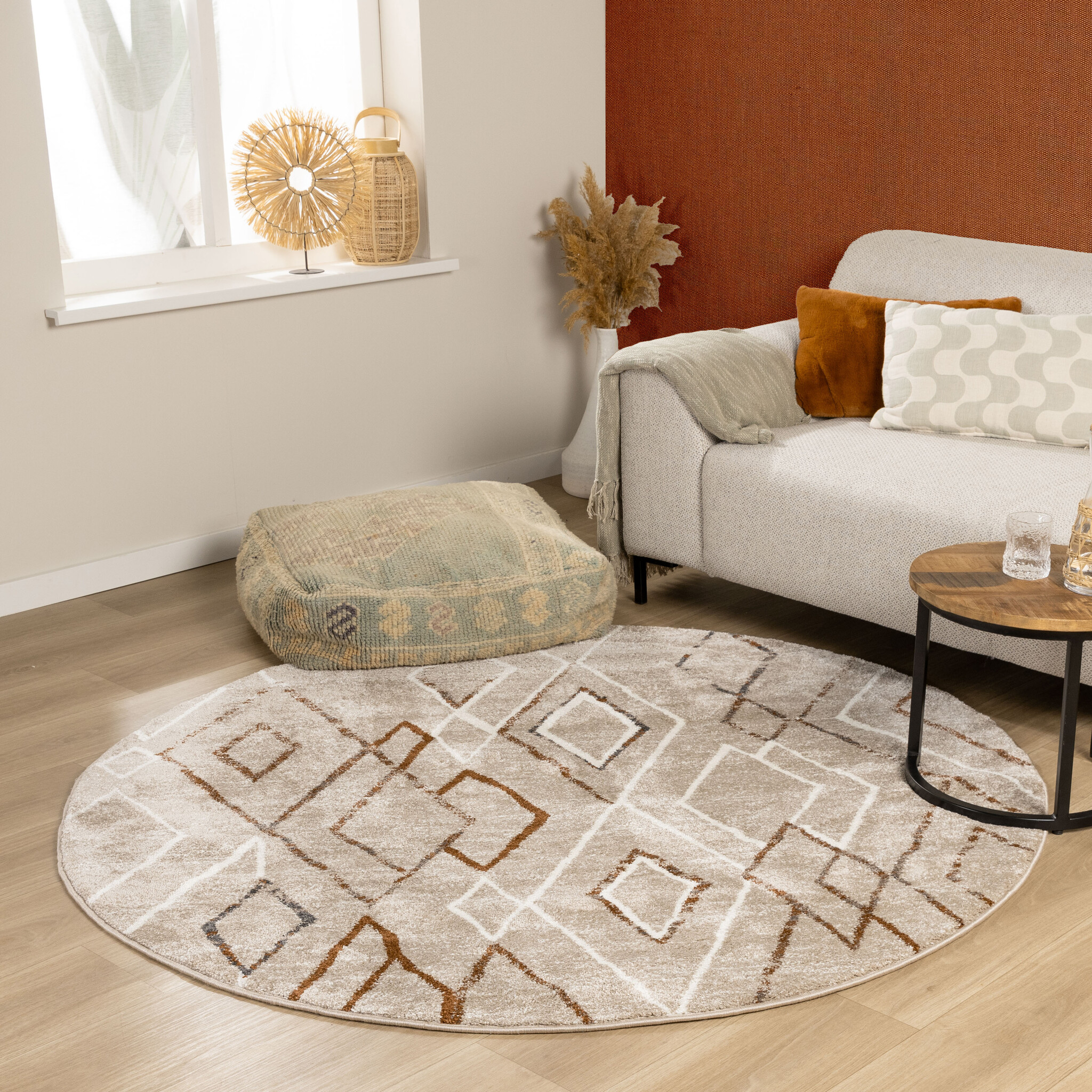 Berber vloerkleed rond - Blend Diamond Beige