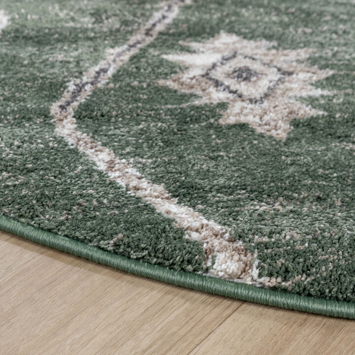 Rond Berber vloerkleed - Blend Aztec Groen