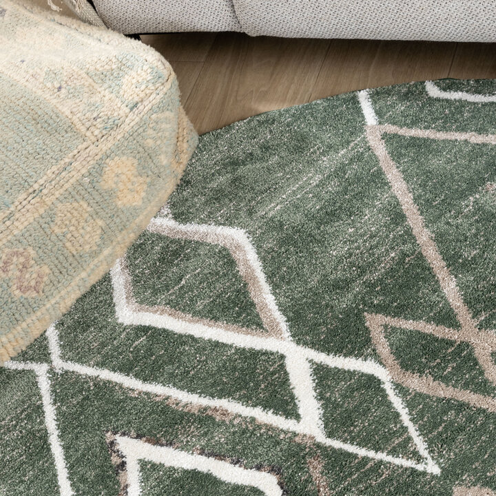 Rond Berber vloerkleed - Blend Diamond Groen