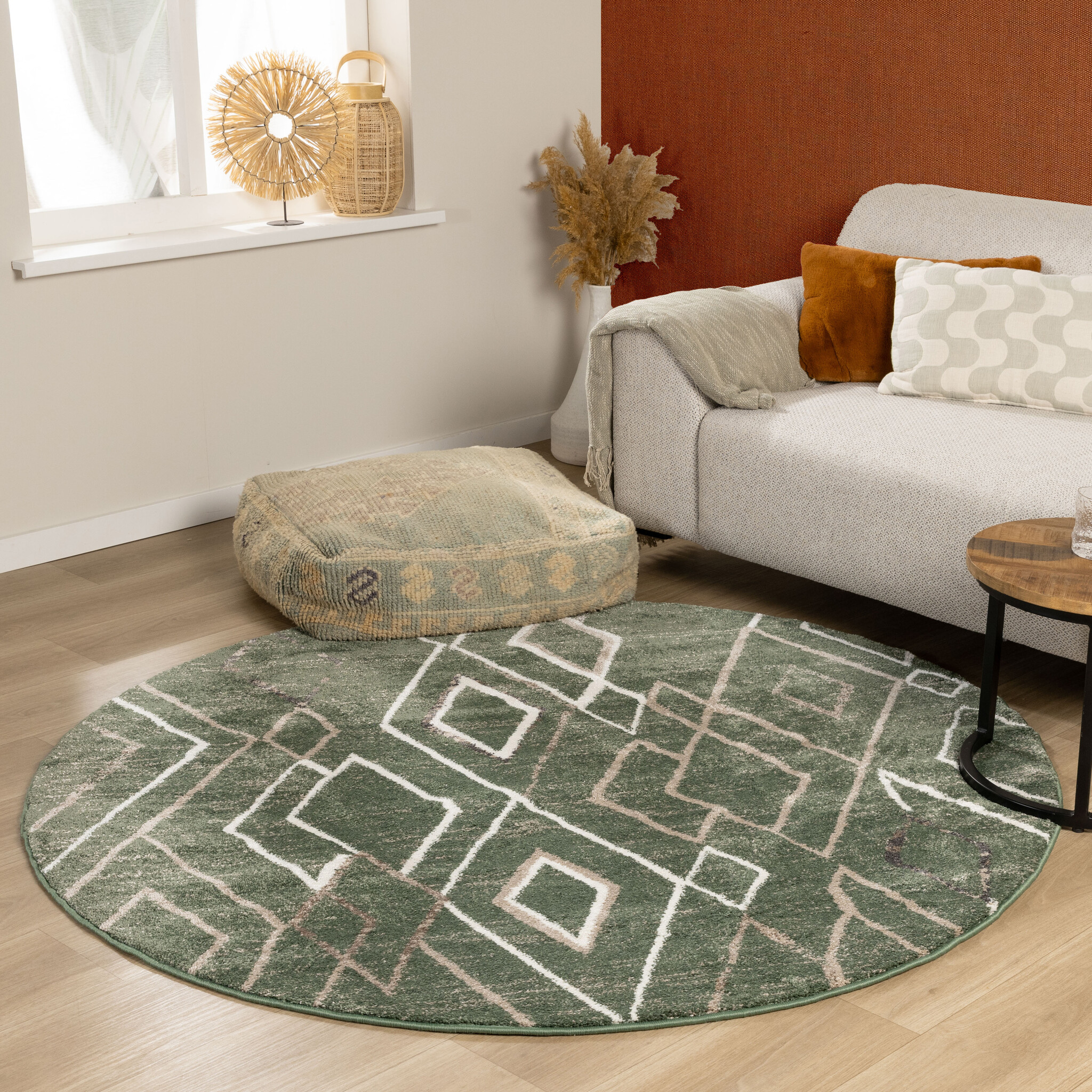 Berber vloerkleed rond - Blend Diamond Groen