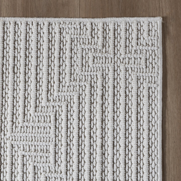 Loper vloerkleed -  Hidde 3D Lines Wit