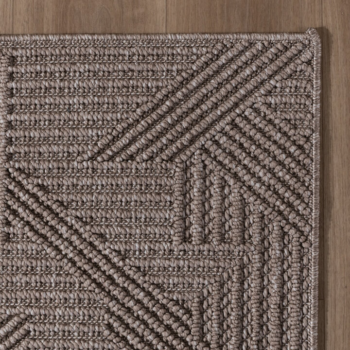 Loper vloerkleed - Hidde 3D Maze Taupe 
