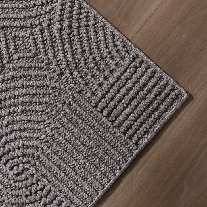 Loper vloerkleed - Hidde 3D Circles Grijs