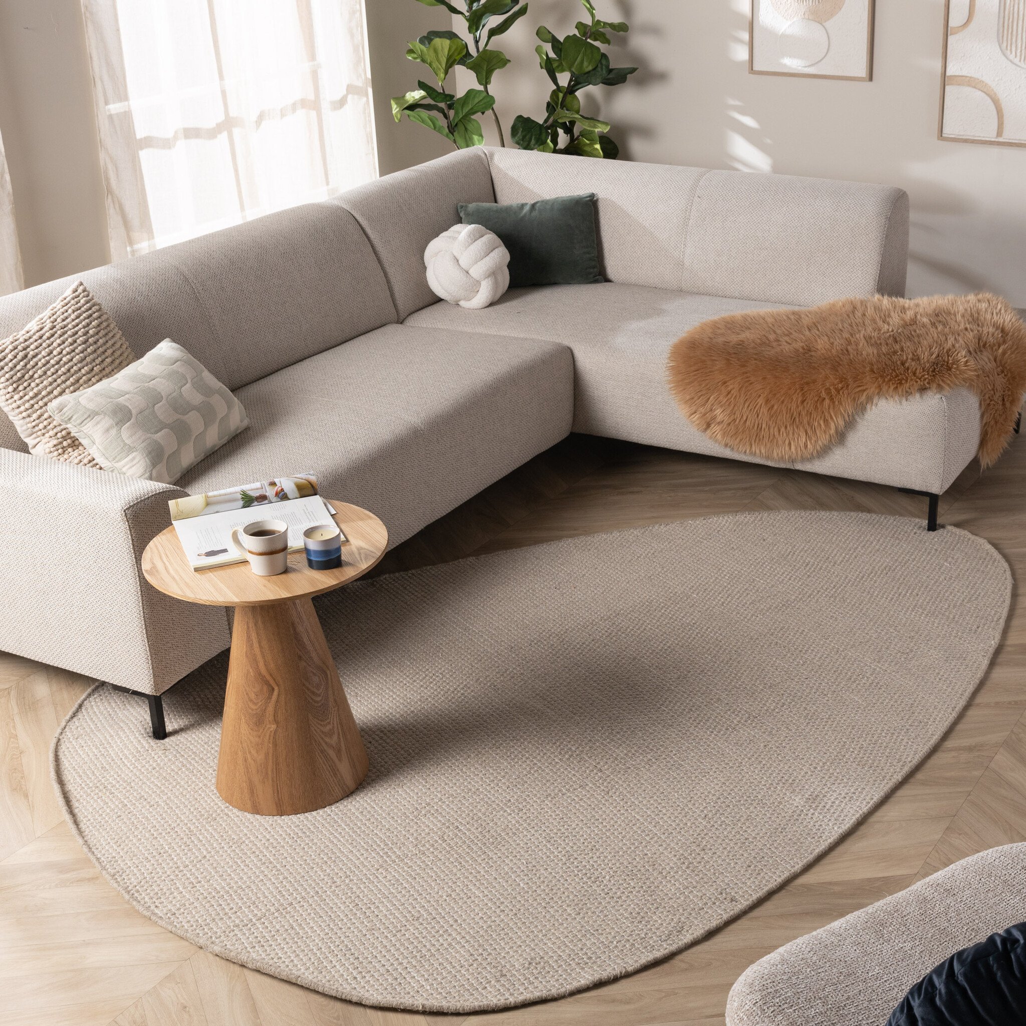 Organisch vloerkleed - Bliss Creme/Wit