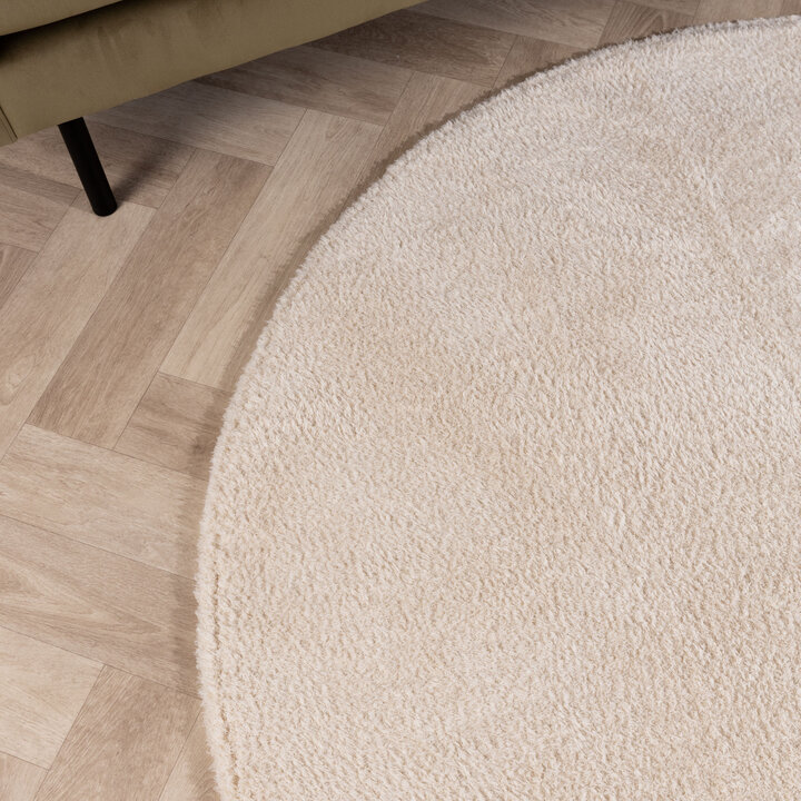 Zacht rond vloerkleed - Teddy Creme