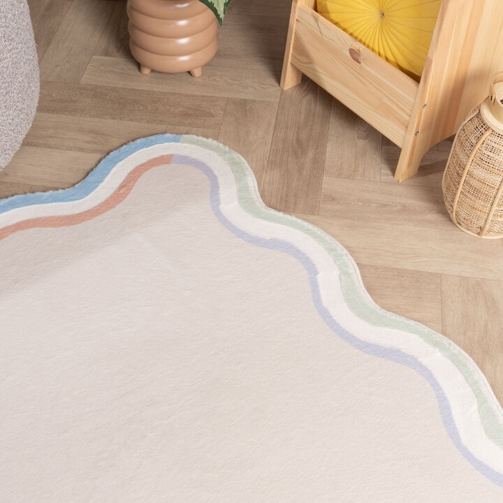 Organisch vloerkleed - Molly Wavy Beige/Lila