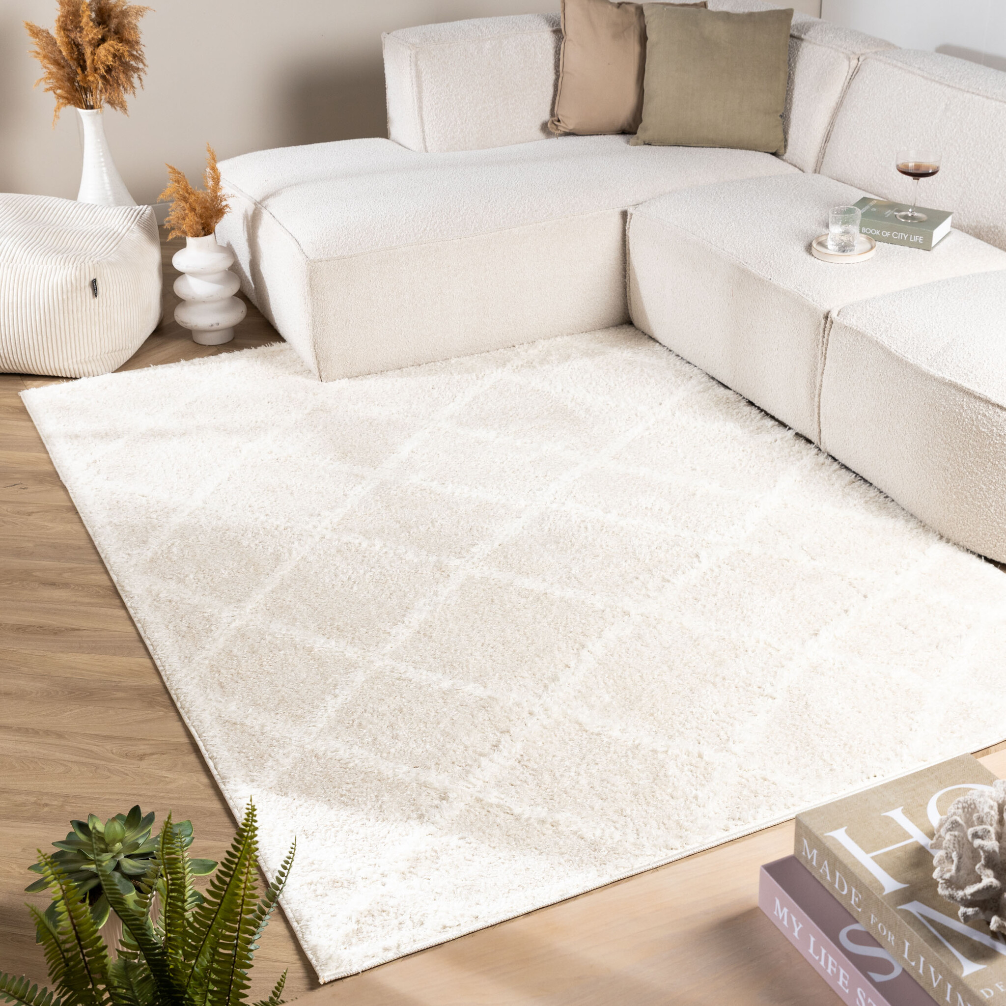 Scandinavisch vloerkleed - Lova Lines Crème