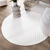 Rond Scandinavisch vloerkleed - Charm Curves Wit - thumbnail